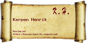 Kerpen Henrik névjegykártya